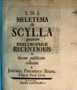 Meletema de scylla quadam philosophiae recentioris