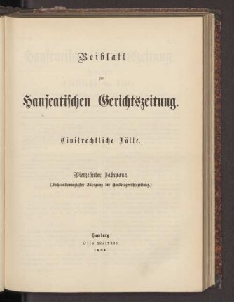 Beiblatt zur Hanseatischen Gerichtszeitung.