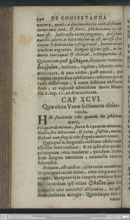 Cap. XCVI. Quae circa Venae sectionem observanda