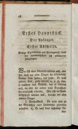 Erstes Hauptstück. Der Anfänger.