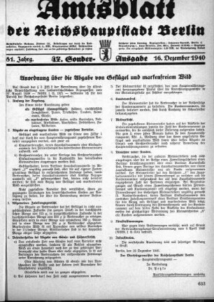 47. Sonder-Ausgabe, 16. Dezember 1940