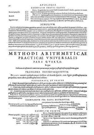 Methodi Arithmeticae Practicae Vniversalis Pars Qvarta.