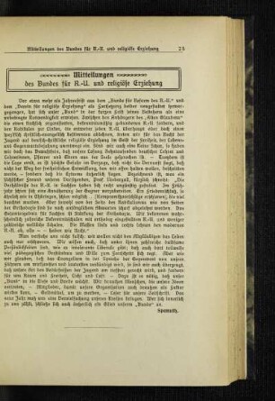 Mitteilungen des Bundes für R.-U. und religiöse Erziehung