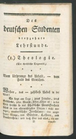 [...] dreyzehnte Lehrstunde.
