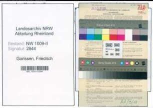 Entnazifizierung Friedrich Gorissen , geb. 10.10.1895 (Kaufm.Angestellter)