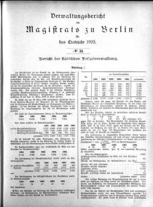 No. 34. Bericht der städtischen Polizeiverwaltung
