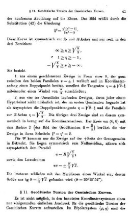 § 11. Geodätische Torsion der Cassinischen Kurven.