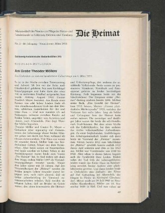 Am Grabe Theodor Möllers. Ein Gedenken zu seinem hundertsten Geburtstage am 6. März 1973.
