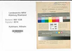 Entnazifizierung Wilhelm Kuhlmann , geb. 11.10.1892 (Beamter)