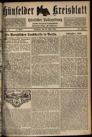 Zweite Ausgabe vom Samstag, den 18. Mai 1929.