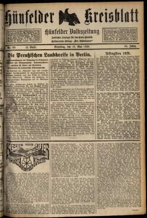 Zweite Ausgabe vom Samstag, den 18. Mai 1929.