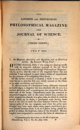 The London and Edinburgh philosophical magazine and journal of science. 5, 5. 1834