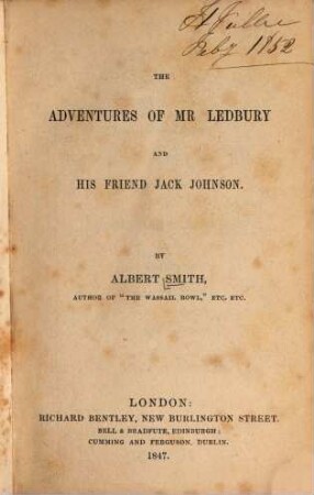The adventures of Mr. Ledbury and his friend Jack Johnson