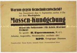 Aufruf der KPD zu einer Kundgebung in Ilmenau