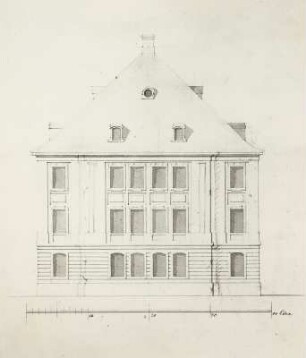 Zabeltitz, Palais: Entwurf für die Erneuerung um 1730, Seitenansicht