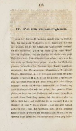 IV. Das neue Büreau-Reglement