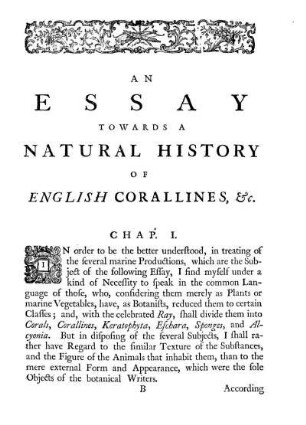 An Essay towards a Natural History of English Corallines &c. Chap. I.