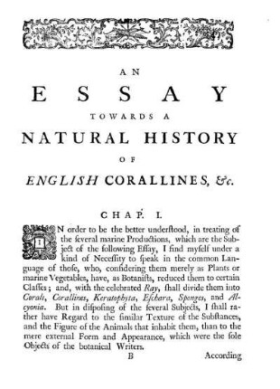 An Essay towards a Natural History of English Corallines &c. Chap. I.