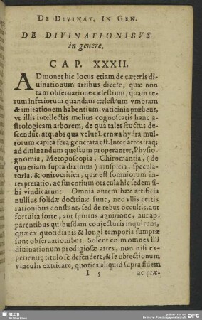 De Divinationibus in genere. Cap. XXXII.