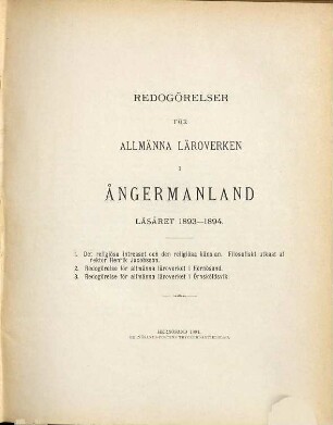 Redogörelser för Allmänna Läroverken i Ångermanland läsåret .... 1893/94