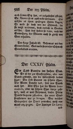Der CXXIV Psalm.