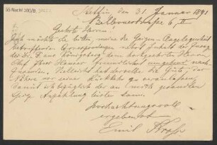Brief an B. Schott's Söhne : 31.01.1891