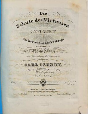 Die Schule des Virtuosen : Studien der Bravour und des Vortrags auf dem Piano-Forte mit Bezeichnung des Fingersatzes ; 365. Werk. 3, No. 27-44