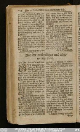 Von der brüderlichen und allgemeinen Liebe.