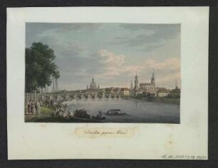 Ansicht von Dresden, Stich, um 1840 : Dresden gegen Abend / [J. C. A. Richter]. - [S.l.] , [um 1840]. - 1 Kunstbl. : Kupferst. ; 13 x 8 cm