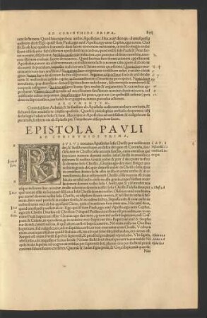 Epistola Pauli Ad Corinthios Prima.