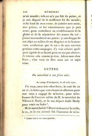 Lettre Du maréchal à son frère aîné.
