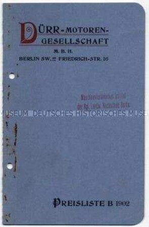 Preisliste B 1902