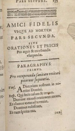 Amici Fidelis Vsqve Ad Mortem Pars Secvnda, Sive Orationes Et Preces ...