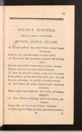 De Amicitia. Ecloga Secunda.