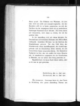 Heidelberg, den 11. Juni 1901 Darmstadt, den 12. Juni 1901