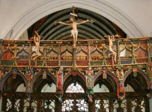 Frankreich. Bretagne. Morbihan. Chapelle Saint Fiacre. 15 Jahrhundert. Spätgotischer Lettner