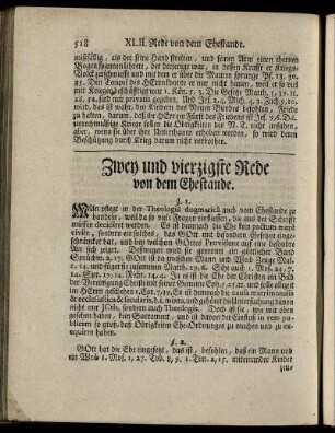 Zwey und vierzigste Rede von dem Ehestande.