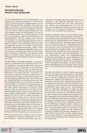 Baudenkmalkunde. Versuch einer Systematik