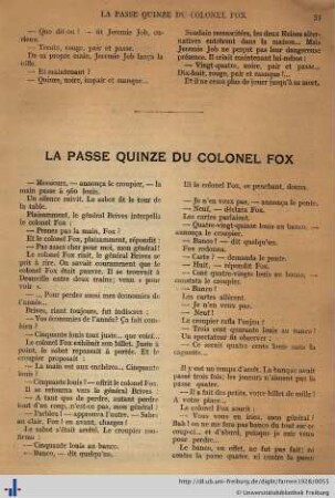 La pass quinze du colonel Fox.
