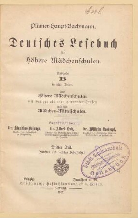 Teil 3, [Schülerband]: (Fünftes und sechstes Schuljahr)