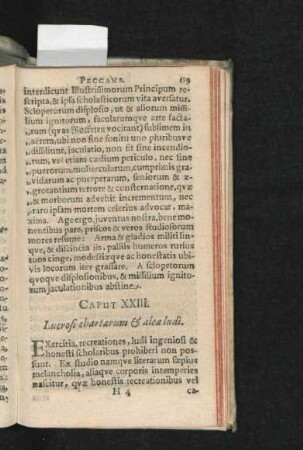 Caput XXIII. Lucrosi chartarum & aleae ludi.