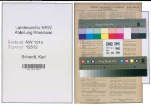 Entnazifizierung Karl Schardt , geb. 07.04.1888 (Steuersekretaer)