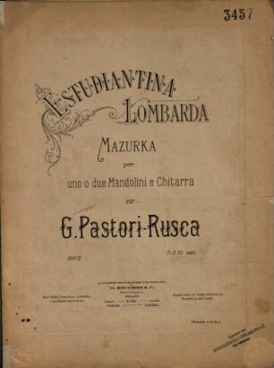 Estudiantina lombarda : Mazurka per uno o due mandolini e chitarra