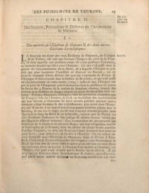 Chapitre II. Des Intéretsk Prétensions & Differens de l'Archeveché de Mayence.