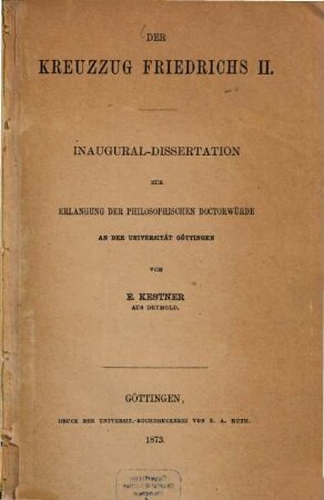 Der Kreuzzug Friedrichs II. : Inaugural-Dissertation