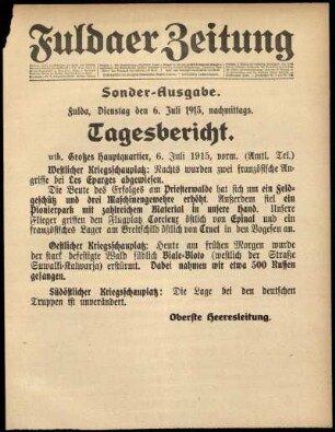 Ausgabe vom Dienstag, den 06. Juli 1915.
