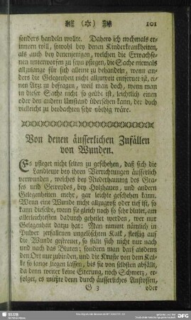 Von denen äusserlichen Zufällen von Wunden