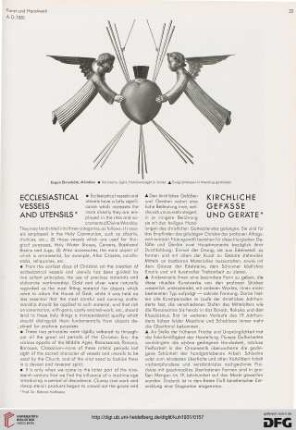 Ecclesiastical vessels and utensils / Kirchliche Gefäße und Geräte