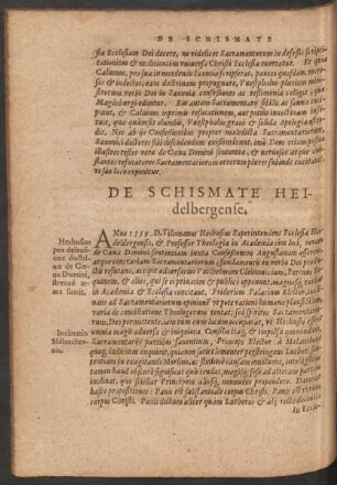 De Schismate Heidelbergense.