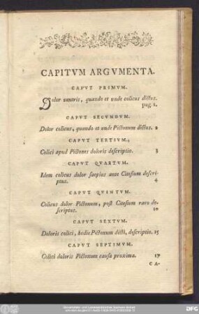 Capitum Argumenta.